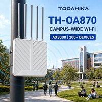 Punto de Acceso WiFi 6 de Doble Banda TODAHIKA TH-AX3000 AX3000 para Exteriores, 5 Antenas Externas de 8dBi, Cobertura en Área Abierta de 1KM, 200 Usuarios, PoE