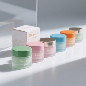 30g 50g Empty Colorful Scrub Hair Mask Face Eye Cream Frosted Glass <b>Container</b> Packaging Cosmetic Glass Jar With Lid - Product Image 2