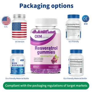 Complément de resvératrol en marque privée OEM/ODM, anti-âge, gommes 100% végétales, conformes aux normes européennes, étiquetage et emballage personnalisés - Product Image 6