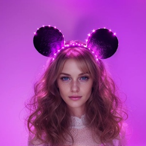Diadema Luminosa LED con Orejas de Mickey, Accesorio para el Cabello con Orejas de Ratón Brillantes, Artículos para Fiestas de Cumpleaños para Niños y Niñas, Accesorios para la Cabeza de Navidad - Product Image 2