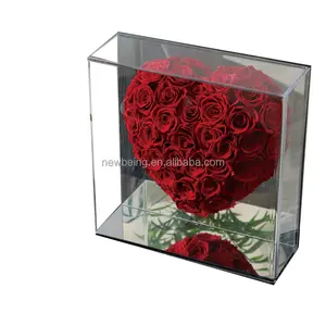 Caja de rosas preservadas transparentes, caja de rosas de larga duración Eternal encantada eternidad Infinity Forever eterna rosa.