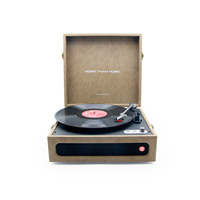 Valise en stock prête à l'emploi Platine vinyle portable grise et verte à 3 vitesses Tourne-disque LP