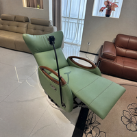 Fauteuil inclinable électrique moderne en cuir avec accoudoirs en bois pour salon et mobilier de loisirs à domicile