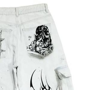 Jeans en denim pour homme de haute qualité, impression personnalisée, lavage blanc, coupe droite, streetwear, hip-hop, OEM ODM, décontracté, coton respirant, 2026 - Product Image 5