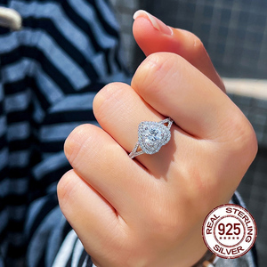 Женское обручальное кольцо в форме сердца, 925 из чистого серебра - Product Image 5