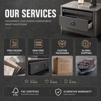 Table de chevet intelligente avec serrure à empreintes digitales, compartiment caché, capteur de mouvement, LED, USB-C, stockage sécurisé, vente en gros OEM