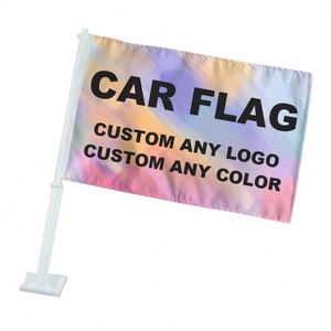 Drapeau de fenêtre de voiture personnalisé en polyester double face 12x18 pouces, vierge pour sublimation, avec impression de logo sur mesure - Product Image 1