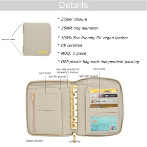 Yihe Best Selling Fine Soft Genuine Leather A7 Cartera con cremallera con ventana de tarjeta de identificación Fly Leaf Gold Ring Embalaje personal disponible - Product Image 5