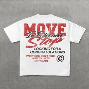 T-shirt personnalisé pour homme avec logo de marque, style streetwear, anti-plis, coupe ample, col rond, 240g, 100% coton épais, avec impression numérique et strass - Product Image 5