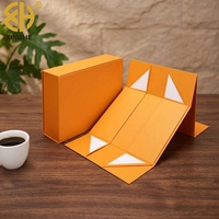 Boîte de rangement pliable à fermeture magnétique, couleur orange, impression de logo personnalisée pour bijoux, cosmétiques et organisateur de petites pièces