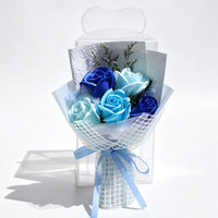 Hoogwaardige zeeproos met transparante handvat geschenkdoos, kunstmatig mini-boeket, gedroogd bladdecoratie voor Valentijnsdag, jubileum, verjaardag