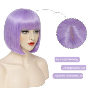 Peluca sintética con flequillo, corte Bob recto, pelucas cortas para mujer, peluca de mamá y abuela, pelo suave Natural - Product Image 2