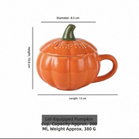 Mignonne tasse en céramique en forme de citrouille avec couvercle, mug à café au lait très esthétique