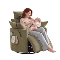 Fauteuil inclinable électrique à dossier haut avec fonction de balancement, port de charge USB, support pour téléphone et repose-pieds pour salon