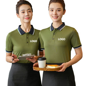 Customized Kitchen Restaurant Staff Uniform Waiter and Waitress Uniform Design Custom Embroidered Shirt - Product Image 1