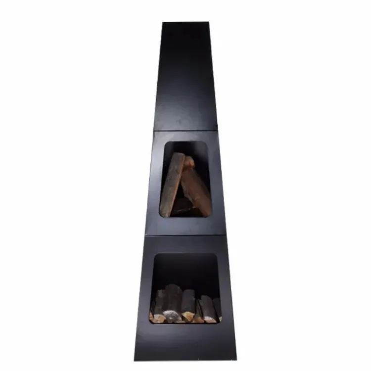 Siyah lazer kesim tasarım kömür bahçe çelik Chimenea dış mekan ısıtma için ateş çukuru Chimenea