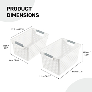 Plastic Storage Baskets Set 6PCS Ventilated Organizer <b>Bins</b> with Non-Slip Handles for Home & Office - Product Image 4