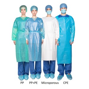 <span class=keywords><strong>PPE</strong></span> Đan Cuff Y Tế Bác Sĩ Áo Không Dệt Tráng Không Thấm Nước Dùng Một Lần Cách Ly Áo Choàng - Product Image 2
