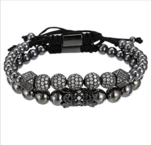 กำไลข้อมือลูกปัดคริสตัลชุบทอง,สร้อยข้อมือมิตรภาพแบบถักปรับได้ - Product Image 4