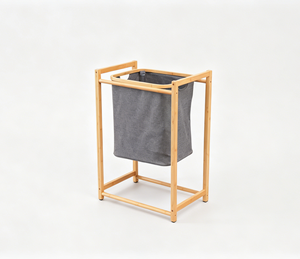 Cesto portabiancheria singolo autoportante in bambù con cesto portaoggetti in tessuto <span class=keywords><strong>grigio</strong></span> per <span class=keywords><strong>bagno</strong></span>, organizer per vestiti di grande capacità - Product Image 5