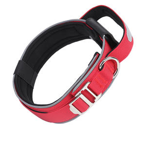 Collar táctico de nailon reflectante sin asfixia ajustable de primera calidad de color sólido para perros grandes - Product Image 4