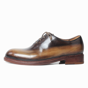 Bespoke Smoked Olive Patina Leather <strong>Shoes</strong> | High-Gloss Mirror Finish <strong>Men</strong> <strong>Tuxedo</strong> <strong>Shoes</strong> Real Leather Sole Italian Calfskin - Product Image 2