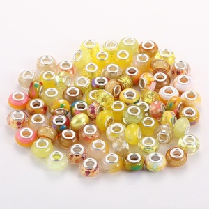 Perles d'espacement rondes en métal de 14 mm à grand trou, style mixte mode, faites à la main, avec diamant, pour la fabrication de bijoux et de bracelets - Product Image 5