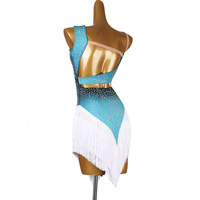 Robe de performance de danse latine à une épaule avec franges 2026 pour concours, examen artistique adulte, Rumba Cha-cha