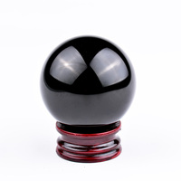 Boule de guérison en cristal naturel asiatique, sphère en verre obsidienne noire avec support, 40/50mm