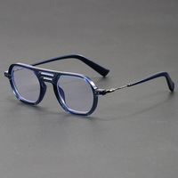 Nouvelles Lunettes Photochromiques Anti-Lumière Bleue Rétro à Monture Ronde pour Hommes, Double Pont, Tendance