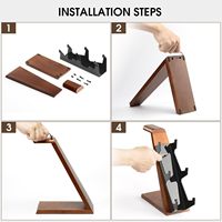 Support de manette en bois à 3 niveaux HEWYIOS compatible avec PS4 PS5 Switch Xbox - Bureau de jeu en bois marron