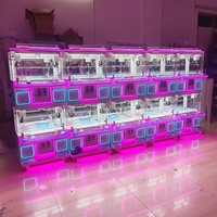 Machine d'arcade à double niveau pour 4 joueurs, à monnayeur, avec éclairage LED néon, machine à grue pour distributeur de peluches