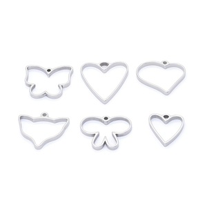 Stainless Steel Heart Butterfly Shape Pendant DIY Jewelry Accessories Middle Size Oil Dripping Pattern - Product Image 5