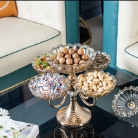 2024 meilleure vente décoration de Table de Style européen écologique cristal assiette de fruits dorés métal fer verre plat pour Fruits secs