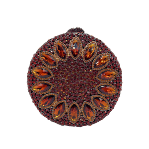 Bolso de mano redondo marrón, bolso de noche circular orgánico para <span class=keywords><strong>mujer</strong></span>. Bolso Minimalista Personalizado OEM, Venta al Por Mayor con MOQ Bajo Directo de Fábrica - Product Image 1
