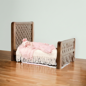 Accesorios de Fotografía para Recién Nacidos, Cama de Madera y Cuna para Muñecas, Diseño Rústico Ecológico para Sesiones de Fotos en Interiores y Exteriores - Product Image 1