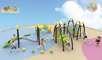 Structure de jeu extérieure pour enfants, avec filet d'escalade, barres de grimpe, structure de jeu en acier et plastique, pour 5 à 10 enfants, marque JQL