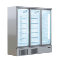 Congélateur vertical à porte vitrée à économie d'énergie pour supermarché commercial, vitrine réfrigérée multi-étagères