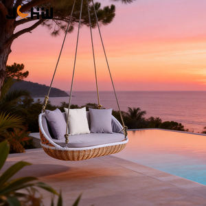 Silla Colgante Redonda de Mimbre Tejido Moderno para <span class=keywords><strong>Terraza</strong></span>, Balcón, Jardín, Patio, <span class=keywords><strong>Hamaca</strong></span> - Product Image 4