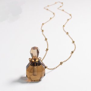 Diskon besar kalung <span class=keywords><strong>Amethyst</strong></span> Quartz mawar dengan rantai penghubung hijau Fluorite & kabut kuarsa minyak esensial liontin perhiasan botol - Product Image 3