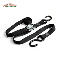 Sangle de fixation à boucle à came à dégagement rapide 1 pouce 1320 lbs avec crochet en S, en polyester noir certifié CE, pour camion et moto