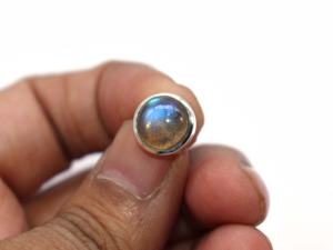 Natural Blue <b>Fire</b> Labradorite Cabochon 8mm Round Gemstone 925 Sterling Silver Handmade Pendant - Product Image 4