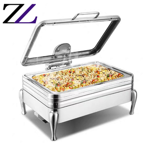 Liste d'équipements de cuisine, ensemble de buffets, réchauds de service, plats de service pour la restauration, réchaud de buffet rectangulaire avec couvercle en verre - Product Image 6