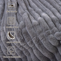 Couverture chauffante électrique matelassée portable en fausse fourrure de lapin rayée douce, taille King Size 50x60 pouces, pour l'hiver