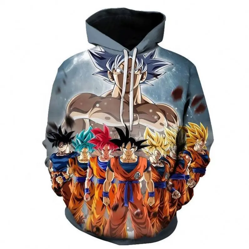 Glorystar 2022 3D Print Anime Dragonball Hoodies Sweatshirts Men Fleece Fabric Print Pattern Knitted Pullover Hooded Embroidered