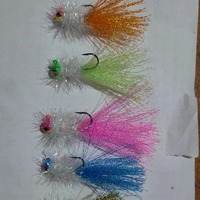 Leurre coloré à tête plombée en soie glacée avec plumes, hameçon jig 1g-14g, yeux de poisson 3D, appât scintillant pour la pêche au bar, à la truite, en eau douce et salée