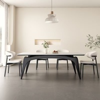 Ensemble table et chaises de salle à manger en bois massif, moderne, petit appartement, plateau rectangulaire en quartz blanc importé, 6 places, durable, hôtel