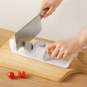 Aiguiseur de couteaux à ciseaux à trois étapes en ABS blanc, aiguiseur réglable pour un affûtage rapide des outils de cuisine - Product Image 1