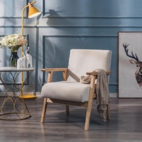 Fauteuil d'appoint en bois de teck avec éponge en caoutchouc haute densité de style moderne gris DISHI pour salon