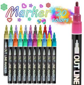 Marcadores de Doble Línea con Purpurina Metálica de 12 Colores para Dibujar Líneas en Papel, Pósters, Tarjetas de Felicitación para el Día del Niño - Product Image 1